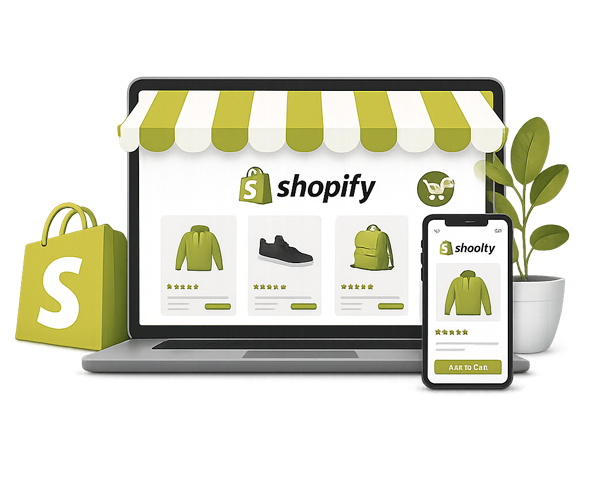 Professional Shopify store design and development services by Ha Media showing e-commerce website interface